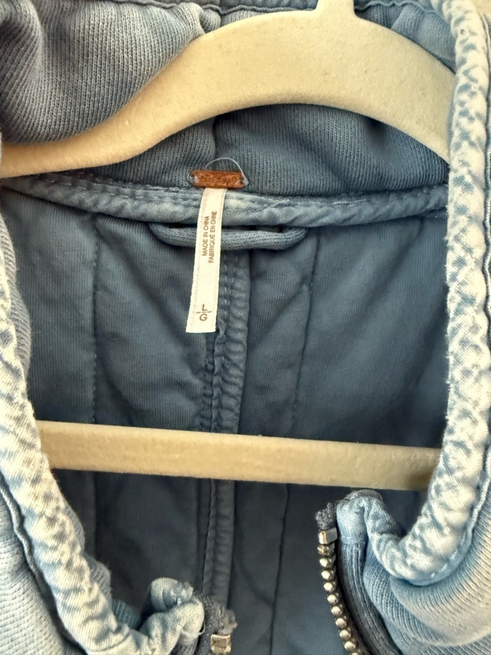 Free People Dolman Quilted Knit Jacket Wavy Waters Light Blue Large - Picture 8 of 11
